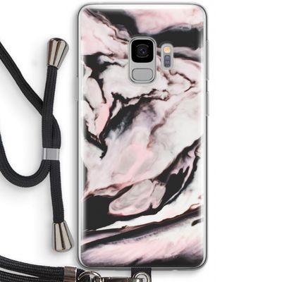 Roze stroom: Samsung Galaxy S9 Transparant Hoesje met koord