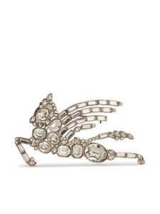 ETRO Pegaso crystal-embellished brooch - Argent