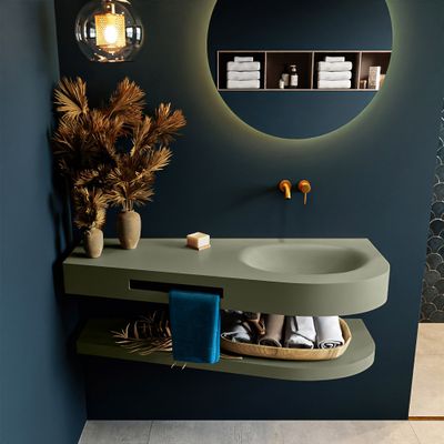 MONDIAZ RIVA 120cm Wastafel met planchet kleur Army. Wastafel DULCET rechts 0 kraangaten kleur Army. MONDIAZ RIVA 120cm Wastafel met planchet kleur Army. Wastafel DULCET rechts 0 kraangaten kleur Army.