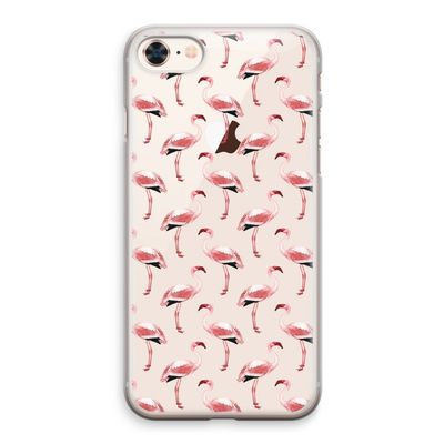 Flamingoprint groen: iPhone 8 Transparant Hoesje