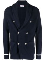 Brunello Cucinelli cardigan en coton à boutonnière croisée - Bleu