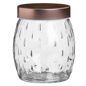 Voorraadpot/bewaarpot Beau - 2L - glas - koperen deksel - D13 x H22 cm