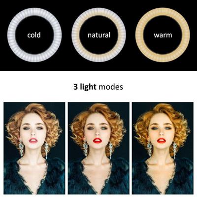 Ring Light 10" LED 12W met statief 1,1m Maclean Energy MCE610, bluetooth zelfontspanner, mogelijkheid om de kleur te veranderen 3200K-5600K en helderheid 10-100%
