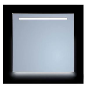 Spiegel Sanicare Q-Mirrors 120x70 cm Vierkant Met Aan De Bovenkant & Onderzijde LED Cold White, Omlijsting Aluminium incl. ophangmateriaal Met