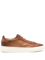 Santoni perforated-design leather sneakers - Marron - thumbnail