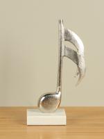 Aluminium muzieknoot op marmeren voet, 27 cm Aluminium muzieknoot op marmeren voet, 27 cm