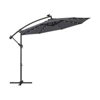 Parasol met LED-verlichting op zonne-energie, Grijs