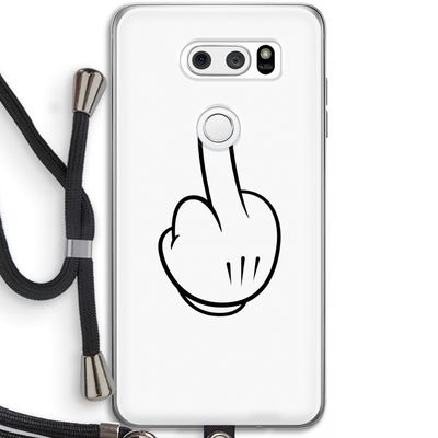 Middle finger white: LG V30 Transparant Hoesje met koord