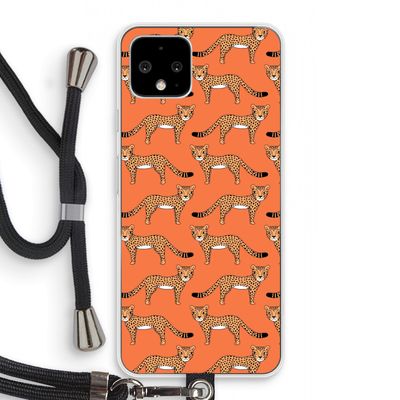 Cheetah: Pixel 4 Transparant Hoesje met koord