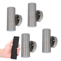 Set van 4 dimbare LED Wandlamp Jasmin - 2700K warm wit - GU10 fitting - Up & Down light - IP44 waterdicht - Incl. dimmer met afstandsbediening