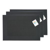 Placemats Hampton - 6x - zwart - PVC - 30 x 45 cm - Placemats - thumbnail