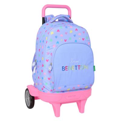 Schoolrugzak met Wielen Benetton Lila Lila 33 x 45 x 22 cm