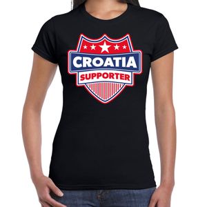 Kroatie / Croatia schild supporter t-shirt zwart voor dames