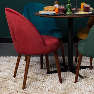 Dutchbone Eetkamerstoel 'Barbara' Velvet, kleur Rood