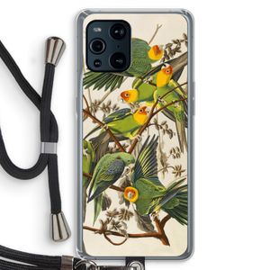 Carolinaparkiet: Oppo Find X3 Transparant Hoesje met koord