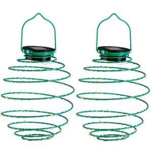 Hanglamp - 2x - solar verlichting - groen - D16 cm - metaal - tuinverlichting