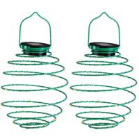 Hanglamp - 2x - solar verlichting - groen - D16 cm - metaal - tuinverlichting