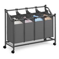 Waswagen met uitneembare zakken en wieltjes, Leigrijs / 180 L