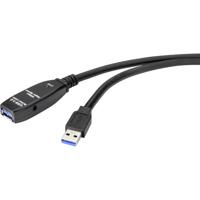 Renkforce USB-kabel USB 3.2 Gen1 (USB 3.0 / USB 3.1 Gen1) USB-A stekker, USB-A bus 15.00 m Zwart RF-4598348 - thumbnail