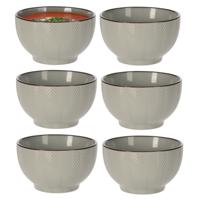 Soepkom Fishbone - 8x - lichtgrijs - 14 x 8 cm - keramiek - kommetjes - 680 ml