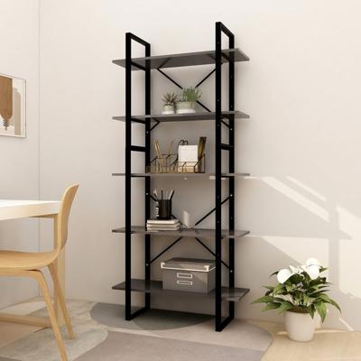 Boekenkast met 5 schappen 80x30x175 cm bewerkt hout grijs