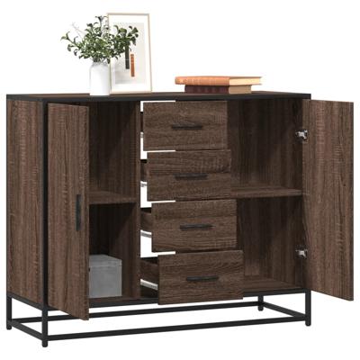 Dressoir 92x35x76 cm bewerkt hout bruin eikenkleurig