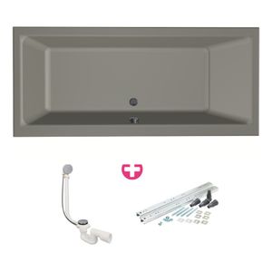 Ligbad Xenz Kristal | Inbouw | 180x80 cm | Incl.Badafvoer | Met overloop | Acryl | Cement mat