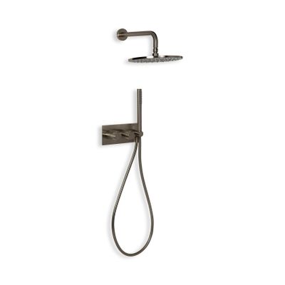 Regendouche set Blue Label Brondby | Inbouw | Thermostaatkraan | 2-weg | Rond | Geborsteld nikkel PVD