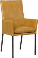 Bruine leren moderne eetkamerstoel Royal - poot vierkant zwart - Toledo Leer Moss (bruin leer)