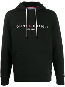 Tommy Hilfiger sweat à capuche à logo imprimé - Noir