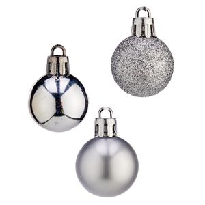 Mini kerstballen - 20x stuks - zilver - kunststof - 3 cm - mat/glitter/glans