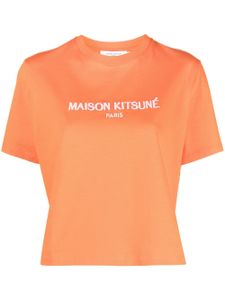 Maison Kitsuné t-shirt crop à logo brodé - Orange