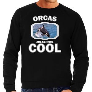 Sweater orcas are serious cool zwart heren - orka walvissen/ grote orka trui