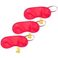 4x slaapmasker met oordoppen - rood - verduisterend travel masker - thumbnail