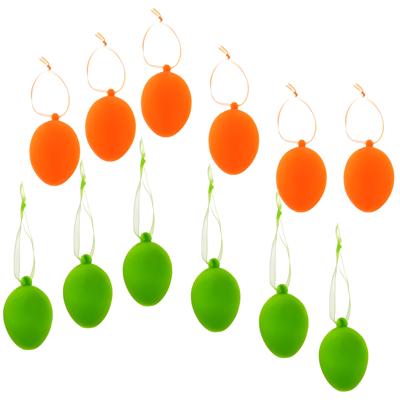 Paaseieren hangdecoratie - oranje en groen - 12x stuks - 4 x 6 cm - Paasversiering Paaseieren hangdecoratie - oranje en groen - 12x stuks - 4 x 6 cm - Paasversiering