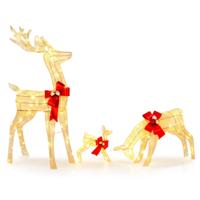 3-Delige Verlichte Rendierfamilie Kerstdecoratie met 230 LED-Verlichting en Stokken 116 cm Bok/42 cm Koe/30 cm Reekalf 3-Delige Verlichte Rendierfamilie Kerstdecoratie met 230 LED-Verlichting en Stokken 116 cm Bok/42 cm Koe/30 cm Reekalf
