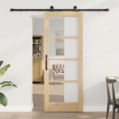 Schuifdeur met Hardware Set 'ORKDAL'Van Massief Hout & Glas