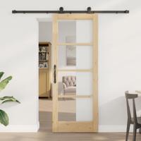 Schuifdeur met Hardware Set 'ORKDAL'Van Massief Hout & Glas