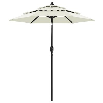VidaXL Parasol 3-laags met aluminium paal 2 m zandkleurig
