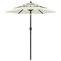 VidaXL Parasol 3-laags met aluminium paal 2 m zandkleurig