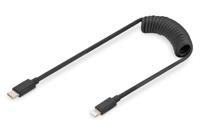 Digitus USB-kabel USB 2.0 Apple Lightning stekker, USB-C stekker 1.00 m Zwart Flexibel, Afgeschermd, Met USB AK-600434-006-S