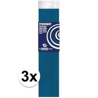 3x Crepe papier plat petrol blauw 250 x 50 cm knutsel materiaal