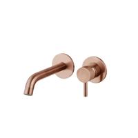 Wastafelmengkraan Inbouw Sanilux Newt Met Box Rond Met Geribbeld Knop Brons Sanilux