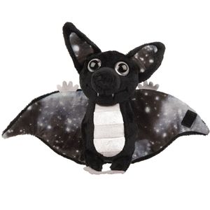 Suki Gifts Pluche knuffeldier vleermuis - zwart/wit - 17 cm - speelgoed