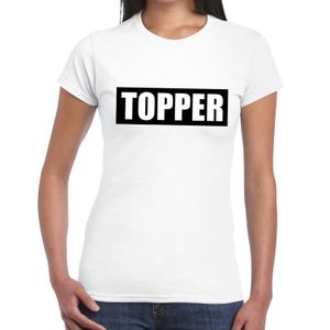 Wit t-shirt dames met tekst Topper in zwarte balk 2XL  -