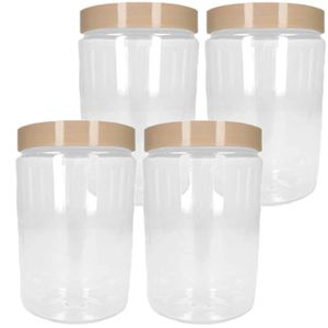 Voorraadpot/bewaarpot - 4x - 800 ml - kunststof - beige- B10 x H15 cm