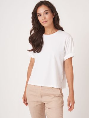 Loose fit T-shirt met opgerolde mouwen