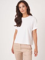 Loose fit T-shirt met opgerolde mouwen Loose fit T-shirt met opgerolde mouwen