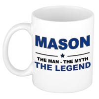 Mason cadeau mok - man myth legend - naam koffiemok / beker - wit en blauw - 300 ml