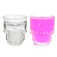 Doodshoofd shotglas - 2x - glas - 50ml - shot glazen / borrel glaasje - shotjes